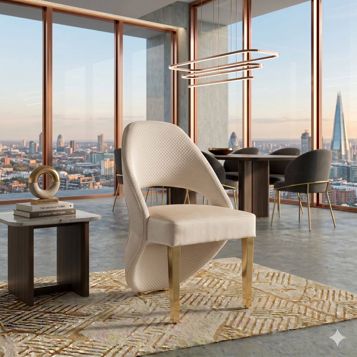 Santorini Cream Gold Dining Chair