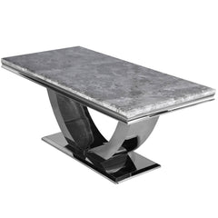 Grey Arial Dining Table With Dark Grey Velvet Nicole Chairs