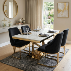 White Elina Gold With Black Gold Lasco Chairs