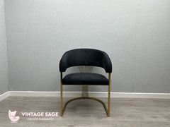 2 x Prado Dining Chairs - Cream Gold, Black Gold