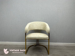 2 x Prado Dining Chairs - Cream Gold, Black Gold