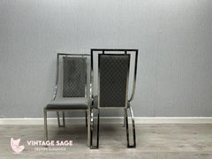 2 x Windsor Dining Chairs - Grey Silver, Black Silver