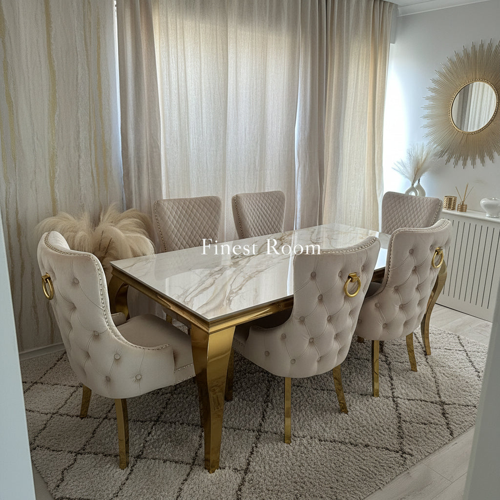 Kata Gold Louis With Victoria Cream Gold Ring Knocker Chairs
