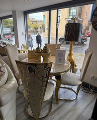 Louis Cream Gold Round Table With Cream Gold Vienna Chairs 