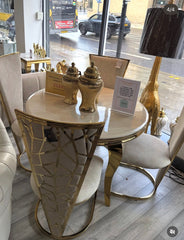Louis Cream Gold Round Table With Cream Gold Vienna Chairs 