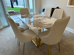 Camden Pandora Extendable Sintered Stone Dining Table With Cream Lambo Chairs