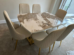 Camden Pandora Extendable Sintered Stone Dining Table With Cream Lambo Chairs