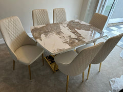 Camden Pandora Extendable Sintered Stone Dining Table With Cream Lambo Chairs