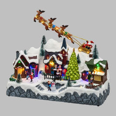 Christmas Decoration| Village Landscape Santa Claus & Skaters In Motion| Christmas Music Gift
