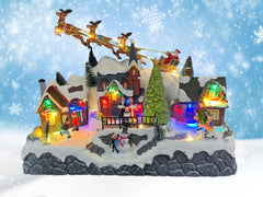 Christmas Decoration| Village Landscape Santa Claus & Skaters In Motion| Christmas Music Gift