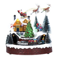 Santa’s Sleigh Christmas Village Scene with LED Lights |Train Tunnel Animated