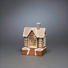 Water Filled LED Lantern: Gingerbread House: Battery with Timer Christmas Decor