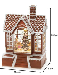Water Filled LED Lantern: Gingerbread House: Battery with Timer Christmas Decor