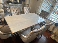 Cream Louis Dining Table With Champagne Isabelle Chairs