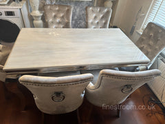 Cream Louis Dining Table With Champagne Isabelle Chairs