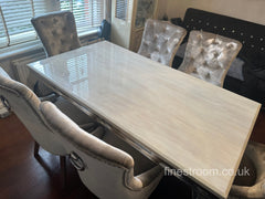 Cream Louis Dining Table With Champagne Isabelle Chairs