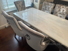 Cream Louis Dining Table With Champagne Isabelle Chairs
