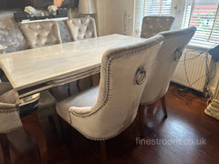 Cream Louis Dining Table With Champagne Isabelle Chairs