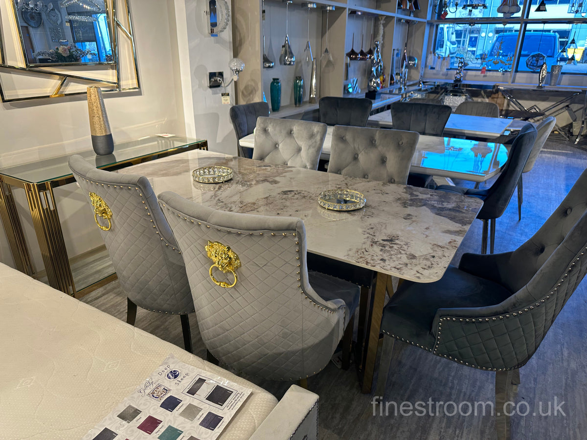 Pandora Lucein Dining Table With Light Grey Majestic Chairs