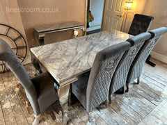 Grey Louis Chrome Dining Table With DG Sofia & Bench