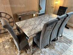 Grey Louis Chrome Dining Table With DG Sofia & Bench