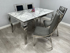 Grey Louis Dining Table With Windsor Chairs