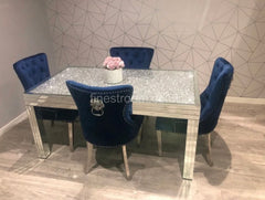 Crush Glass Dining Table with Navy Majestic Chairs