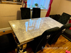 Grey Ariana Dining Table with Black Sofia Chairs