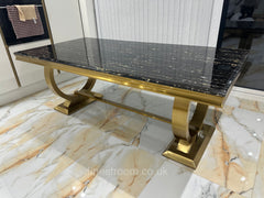 Black Gold Ariana Dining Table With Camelia Dining Chairs