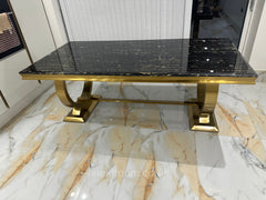Black Gold Ariana Dining Table With Camelia Dining Chairs