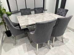 Grey Milan Table with Dark Grey Plain Back Roma Chairs