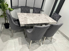 Grey Milan Table with Dark Grey Plain Back Roma Chairs