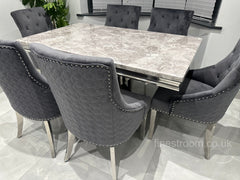Grey Milan Table with Dark Grey Plain Back Roma Chairs