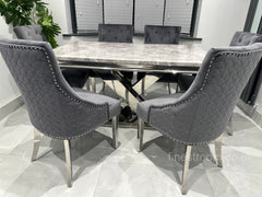 Grey Milan Table with Dark Grey Plain Back Roma Chairs
