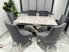 Grey Milan Table with Dark Grey Plain Back Roma Chairs
