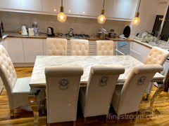 White Louis Dining Table With Cream Emma Chairs