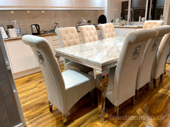 White Louis Dining Table With Cream Emma Chairs
