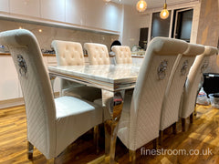White Louis Dining Table With Cream Emma Chairs