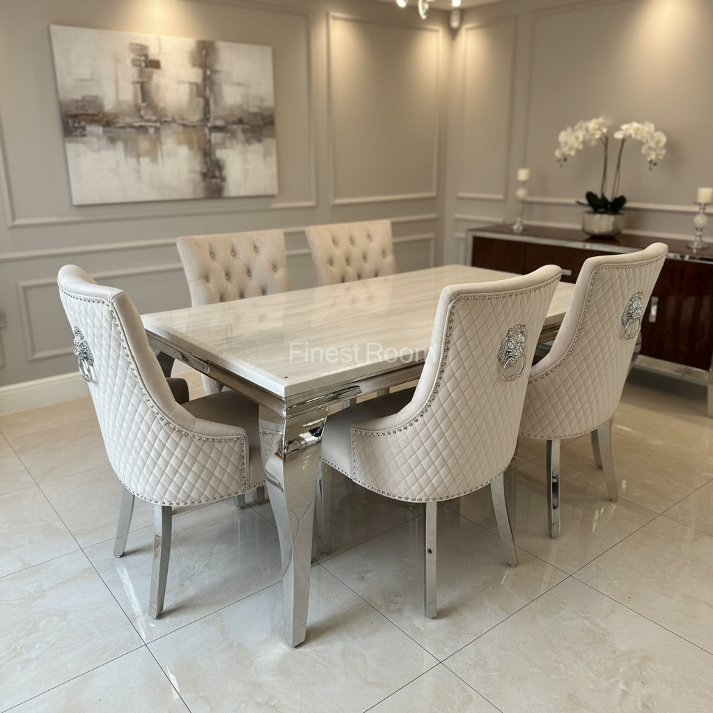 Cream Louis Chrome  with Mink Majestic Chairs