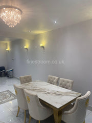 Kata Gold Louis Dining Table With Mink Gold Majestic Chairs