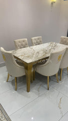 Kata Gold Louis Dining Table With Mink Gold Majestic Chairs
