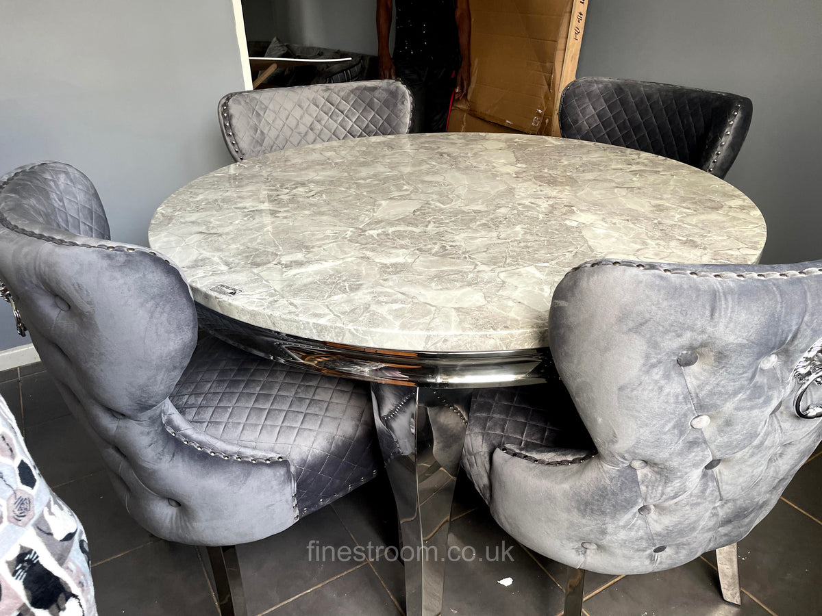 1.3m Round Grey Louis with Dark Grey Valentino