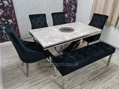 Grey Arial Dining Table with Black Majestic Chairs & Bench