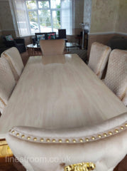Cream Gold Louis Dining Table With Cream Gold Lion Knocker Victoria Chairs