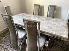 Grey Arial Dining Table with Grey Veronica Chairs
