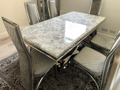 Grey Arial Dining Table with Grey Veronica Chairs