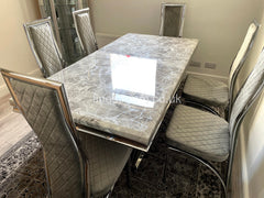 Grey Arial Dining Table with Grey Veronica Chairs