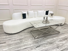 Miami White Curved Cinema Boucle Sofa