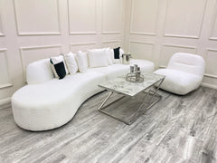 Miami White Curved Cinema Boucle Sofa
