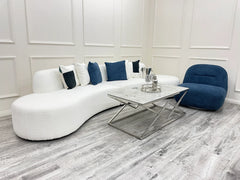 Miami White Curved Cinema Boucle Sofa